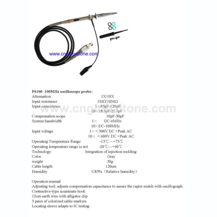 Oscilloscope Probe P6100 100MHz 1x 10x