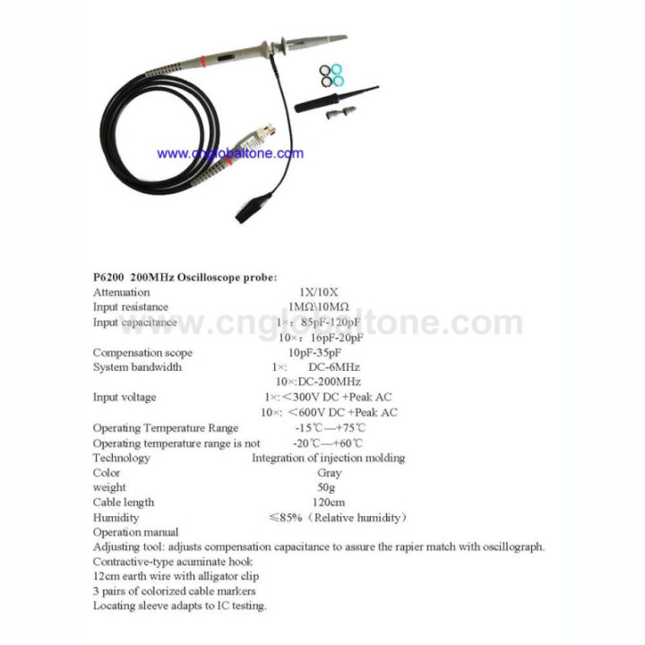 Oscilloscope Probe  P6200 200MHz 1x 10x