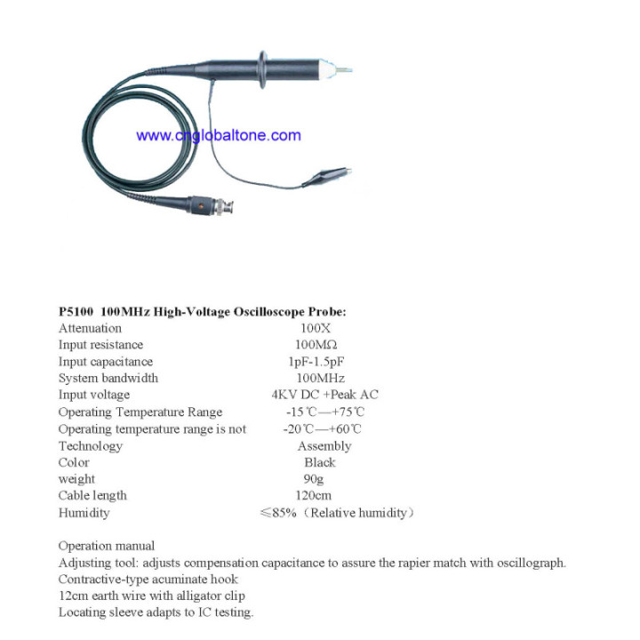 Oscilloscope Probe P5100 100MHz 100x 4KV